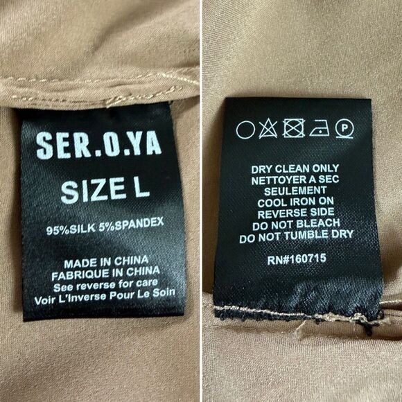 SER.O.YA Karry Silk Side Fasten Blouse in Natural Beige Size L - Picture 10 of 12